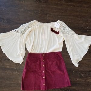 Maroon corduroy skirt